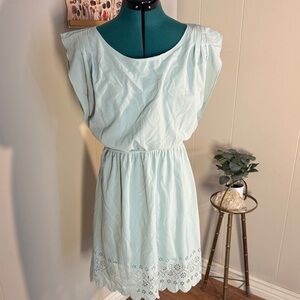 Ya Los Angeles Light Blue Sleeveless Dress with Eyelet Hem
